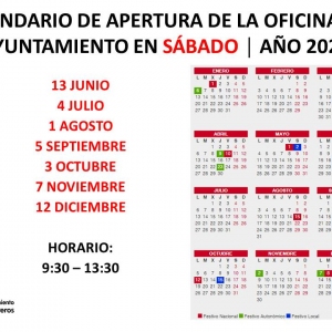 Calendario de apertura de la oficina del ayuntamie1