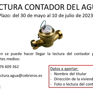 Lectura contador del agua junio 20231